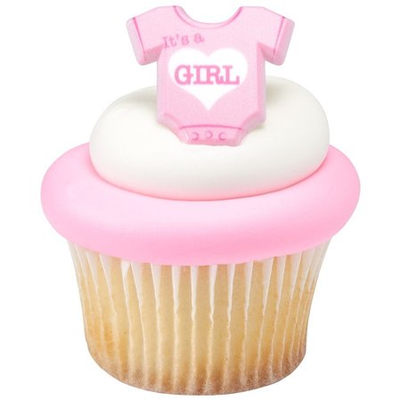 CAKEDRAKE Baby Theme Cake Topper, It's a Girl-Cupcake Rings 12/PKG cake topper decor CD-DCP-23226-12/PKG